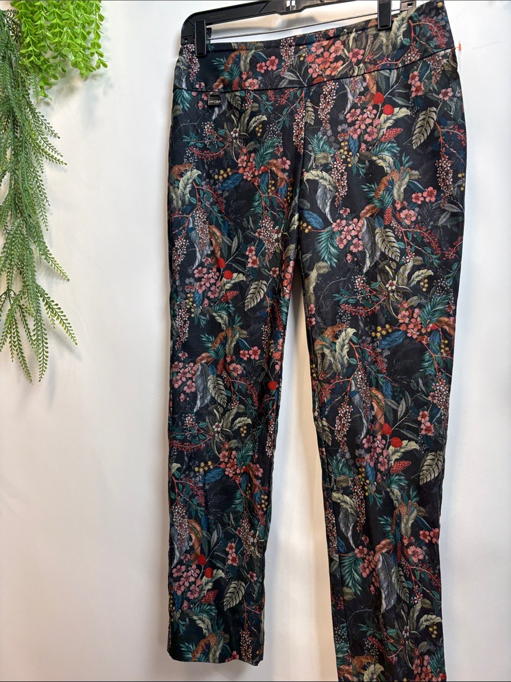 LISETTE Black Floral Skinny Ponte Pants